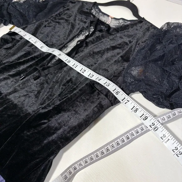 Free People midnight hour Black Velvet with Lace mini dress NWT - Picture 7 of 10